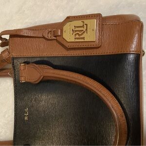 Ralph Lauren Tan and Black Leather Handbag